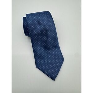 Angelo Rossi Blue Microfiber Tie White Polka Dot Classic Necktie Italy Mens